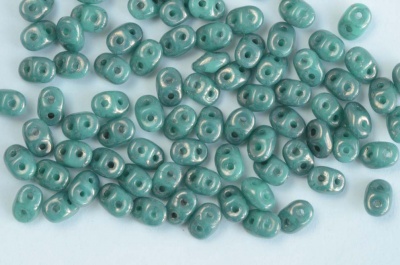 Superduo Green Turquoise Moon Dust, Copper Marbled Md63130 Czech Beads x 10g